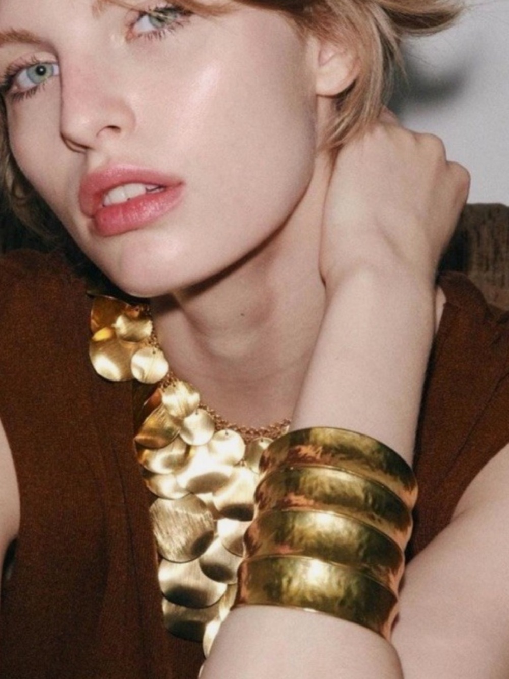 Zara Gold-Tone Hammered Cuff Bracelet